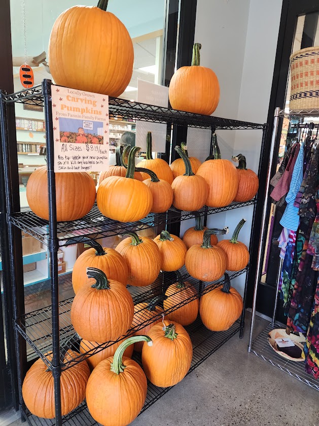 Pumpkins for sale in the entryway.